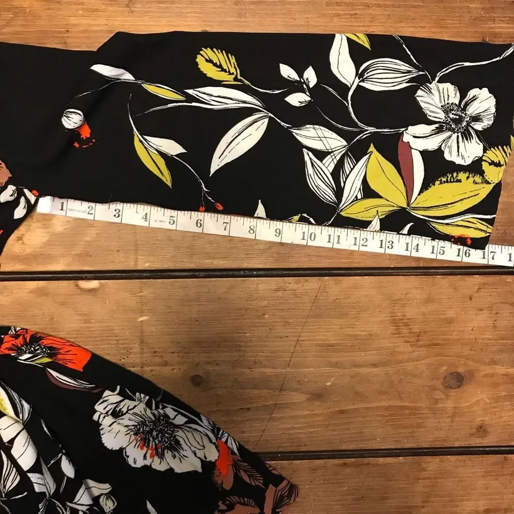 Free People Bella Black Red Green Floral Tunic Long Bell Sleeves Small